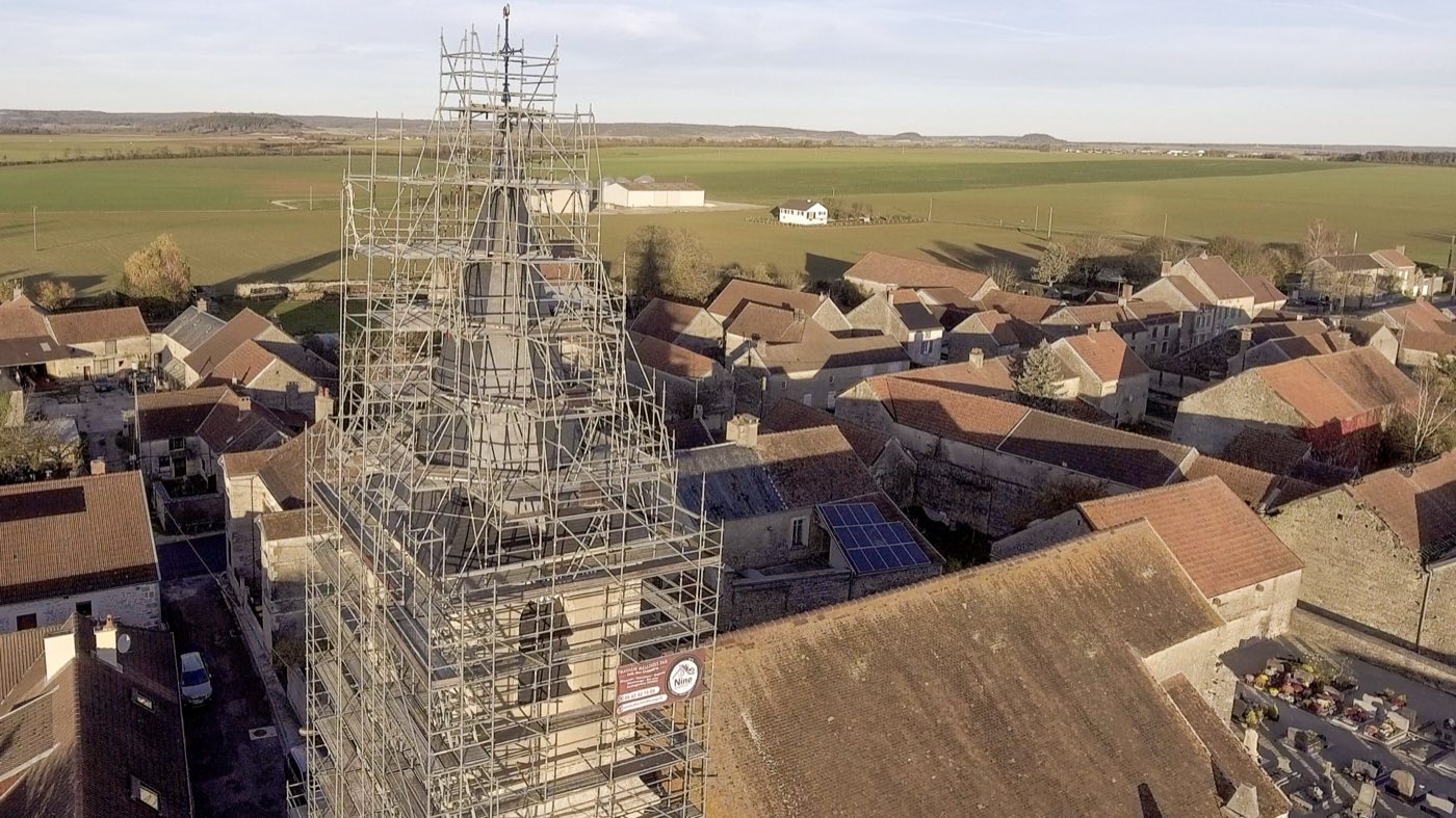 Chantier de charpente et de couverture du clocher